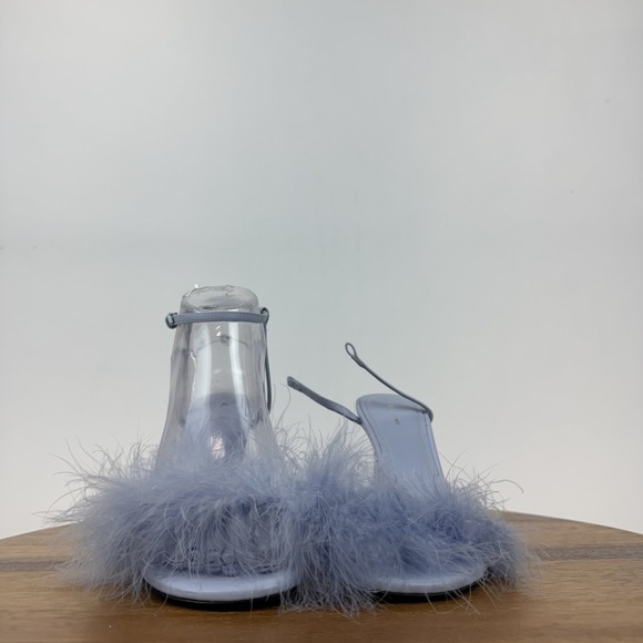 Womens Givenchy G Cube Blue Leather Feather Strappy Heeled Sandals‎ Size 35 GUC - Picture 3 of 9